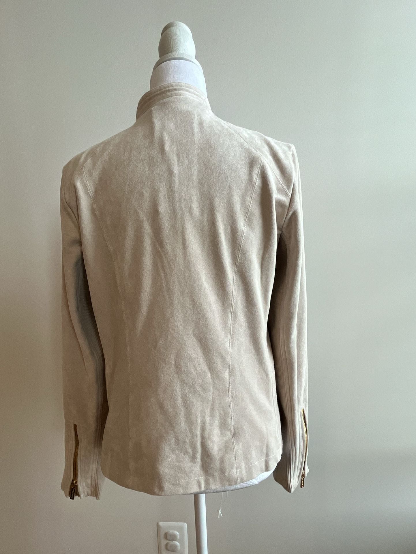 Calvin Klein Faux Suede Moto Jacket Cream 3