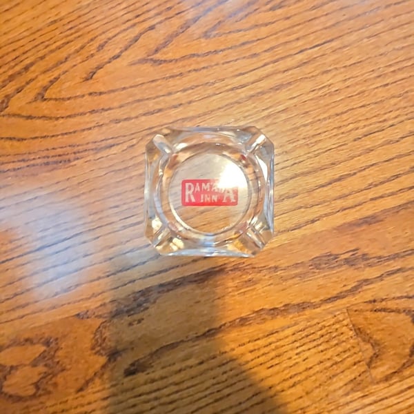 Vintage Ramada Inn Glass Ashtray Square Hotel Advertising