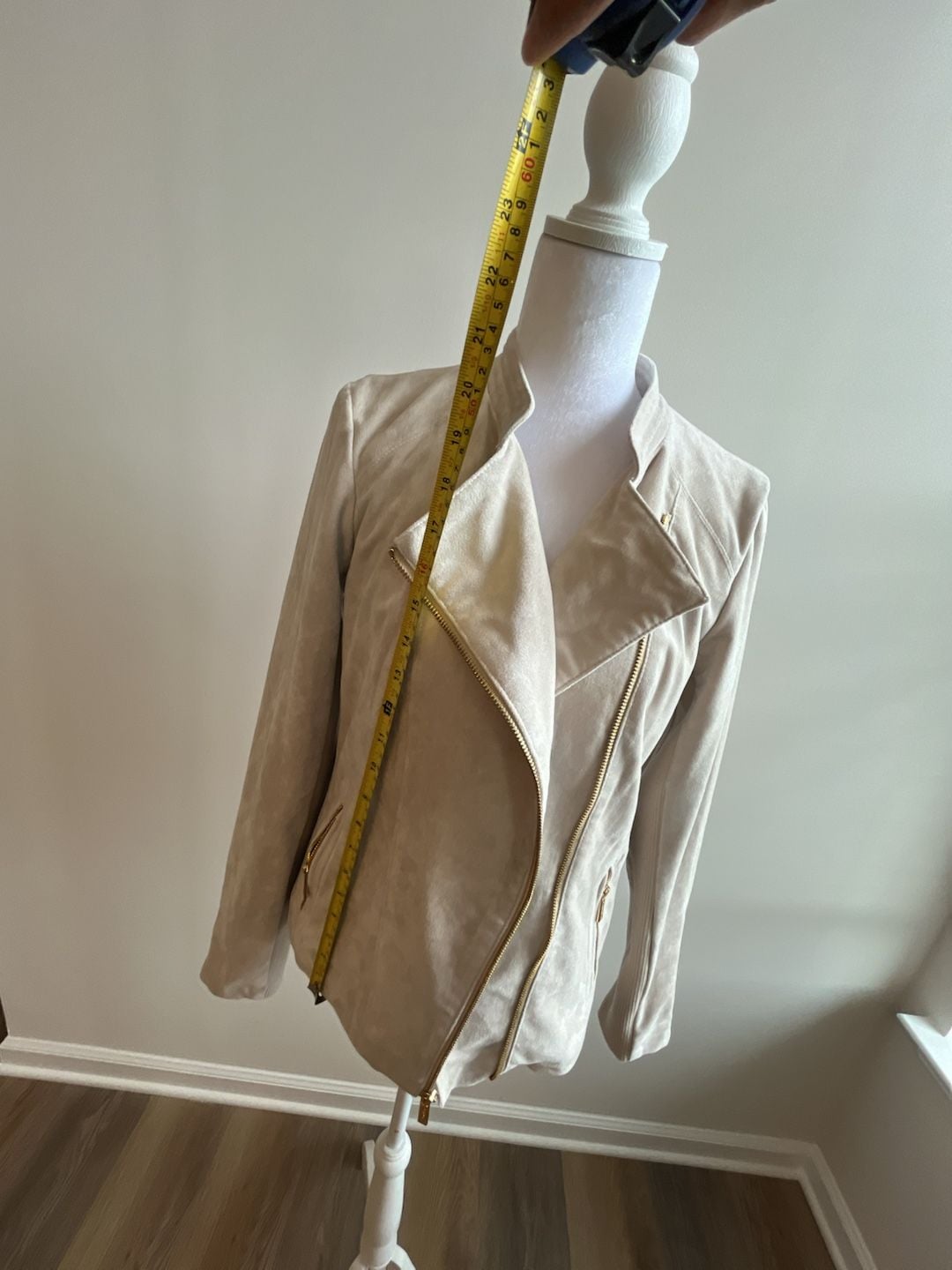 Calvin Klein Faux Suede Moto Jacket Cream 9