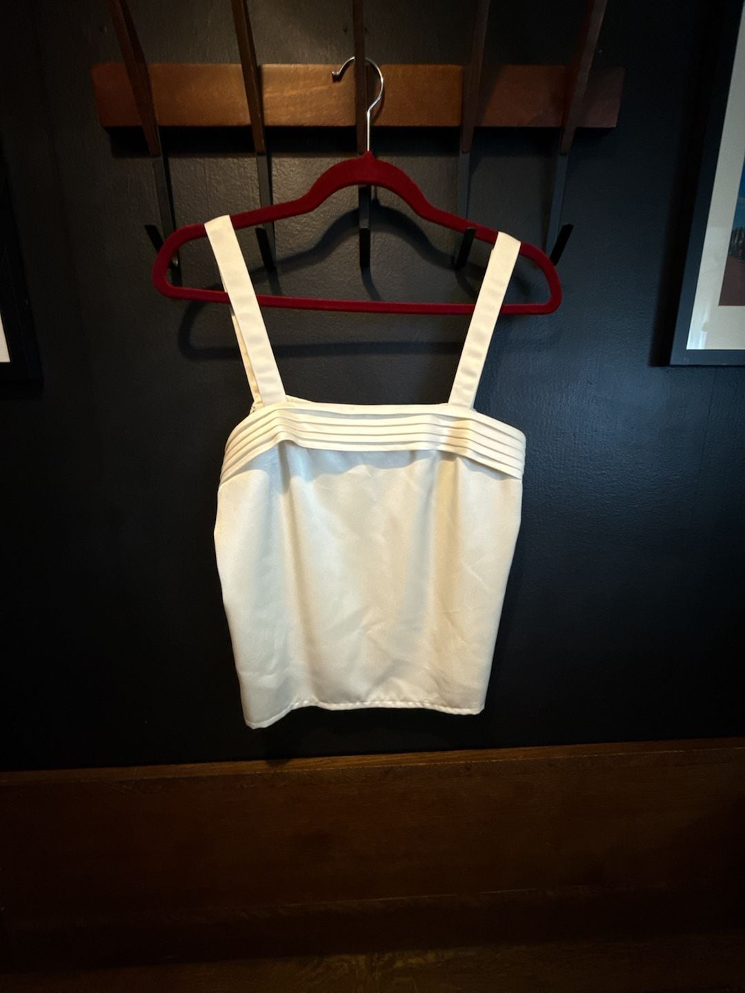 Vintage Albert Nipon Pleated Camisole Top Size 8 Ivory Satin 2