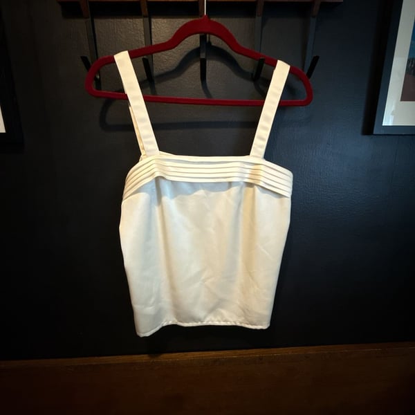 Vintage Albert Nipon Pleated Camisole Top Size 8 Ivory Satin