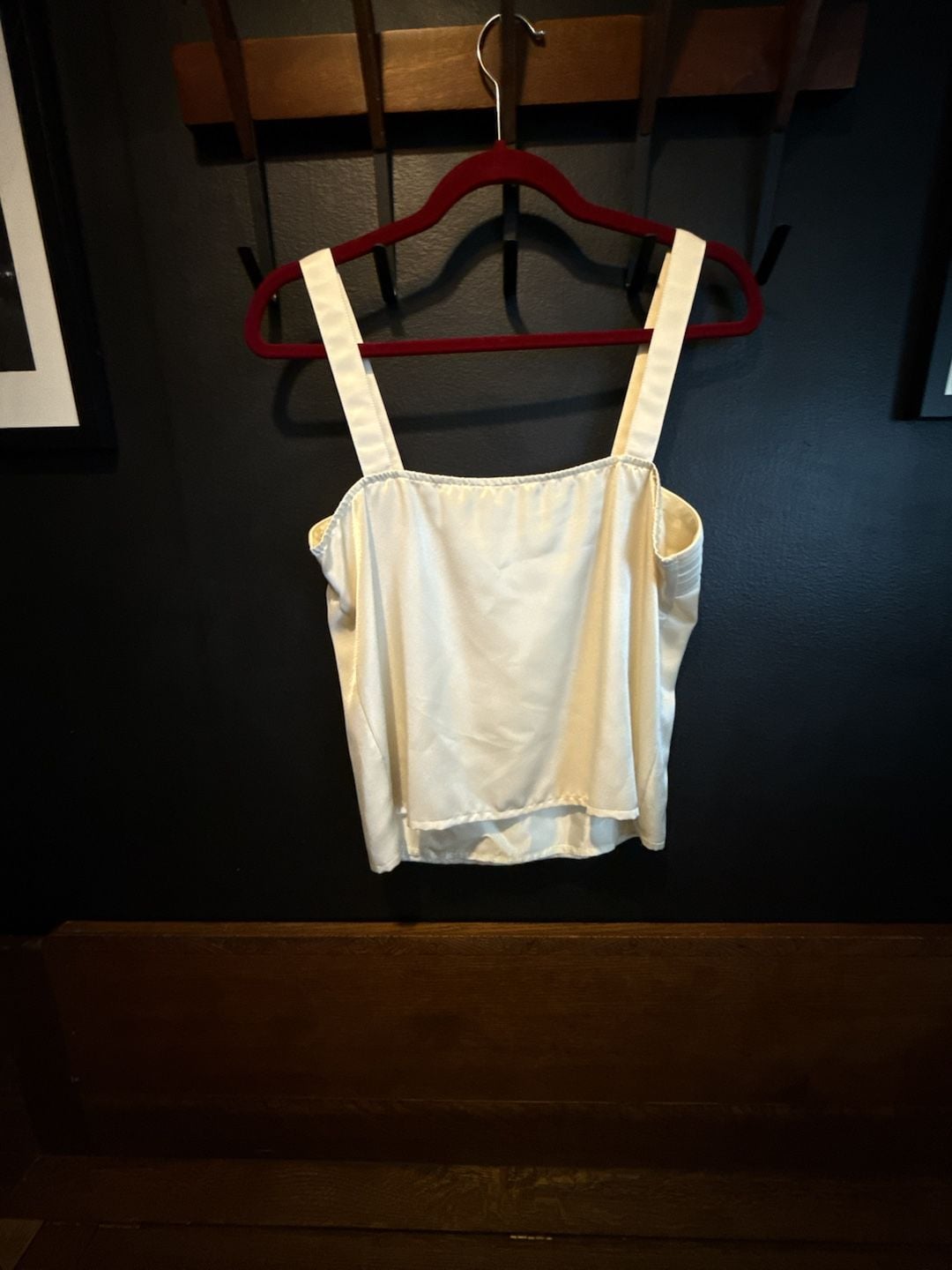 Vintage Albert Nipon Pleated Camisole Top Size 8 Ivory Satin 5