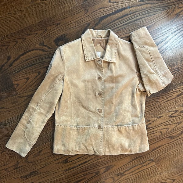 Massini Suede Jacket Size M Tan Leather Whipstitch