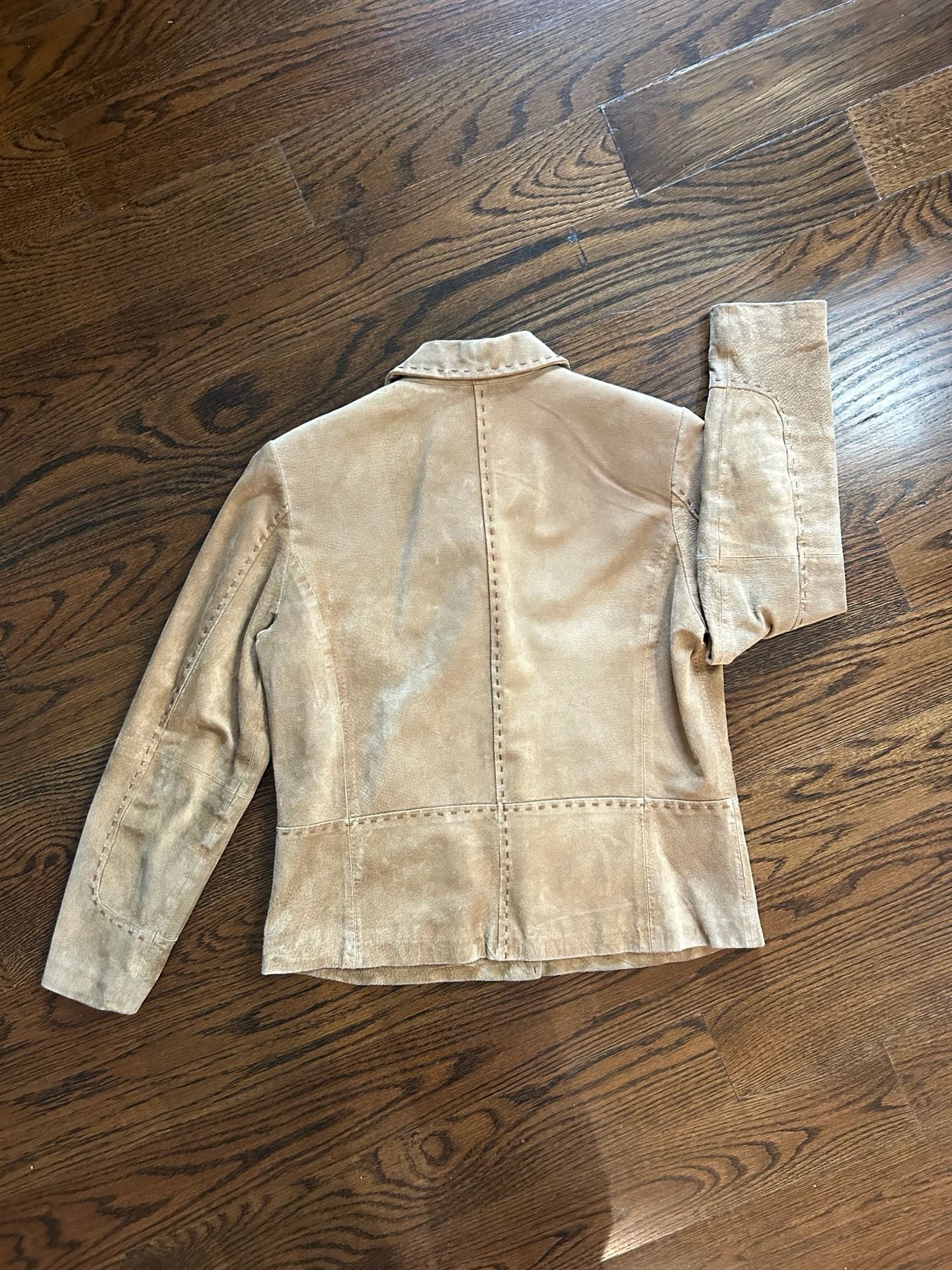 Massini Suede Jacket Size M Tan Leather Whipstitch 7