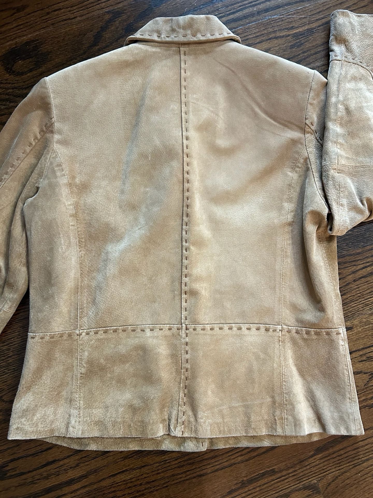 Massini Suede Jacket Size M Tan Leather Whipstitch 8