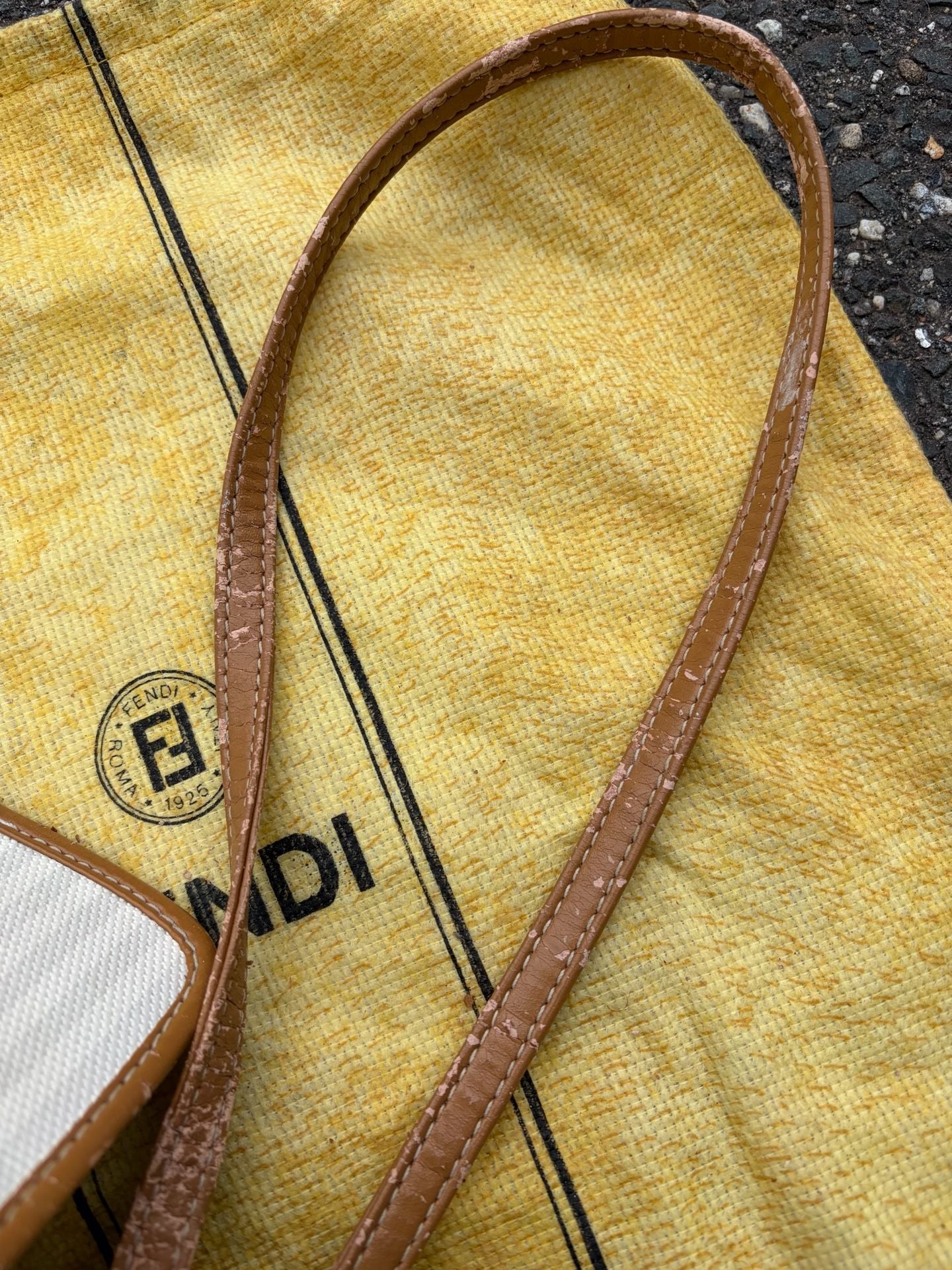 Fendi Striped Canvas Crossbody Bag White Brown Vintage 8