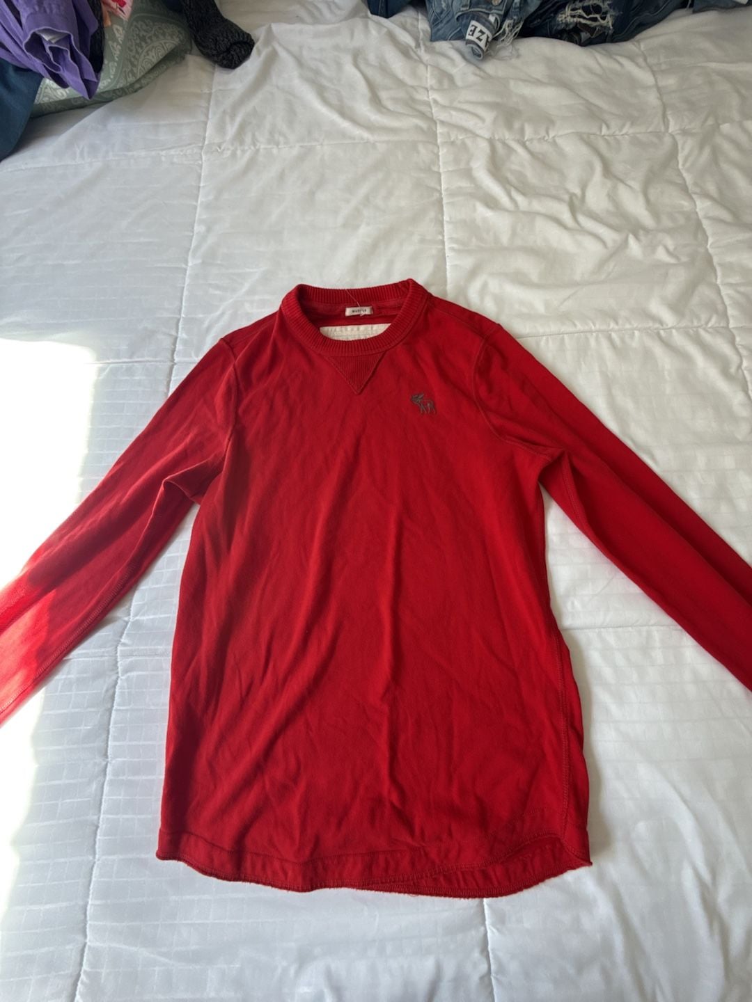 Abercrombie & Fitch Thermal Waffle Knit Long Sleeve Size S Red 2