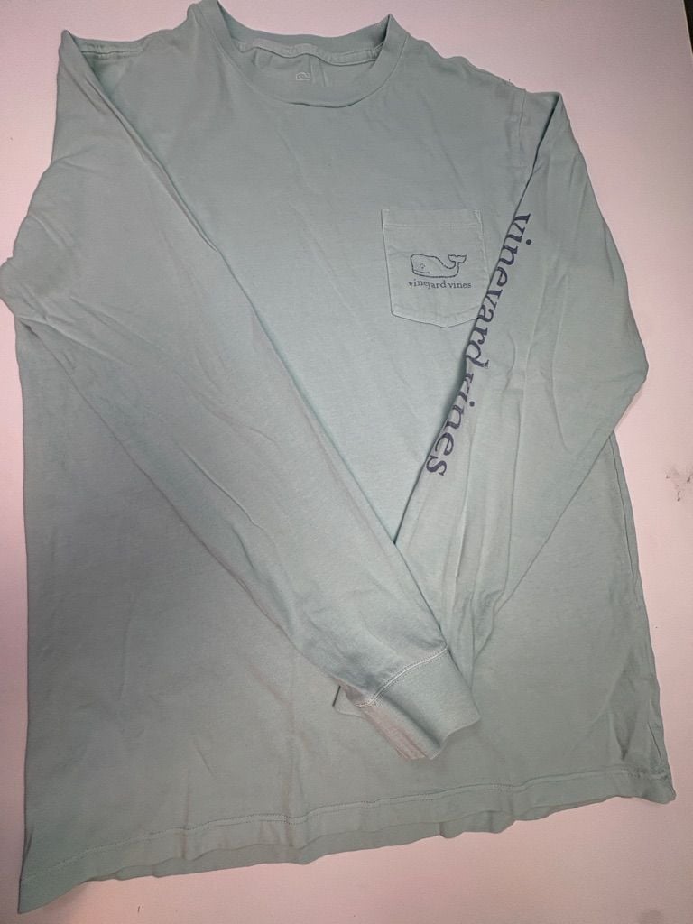 Vineyard Vines Long Sleeve Boys Pocket T-Shirt Light Blue 2