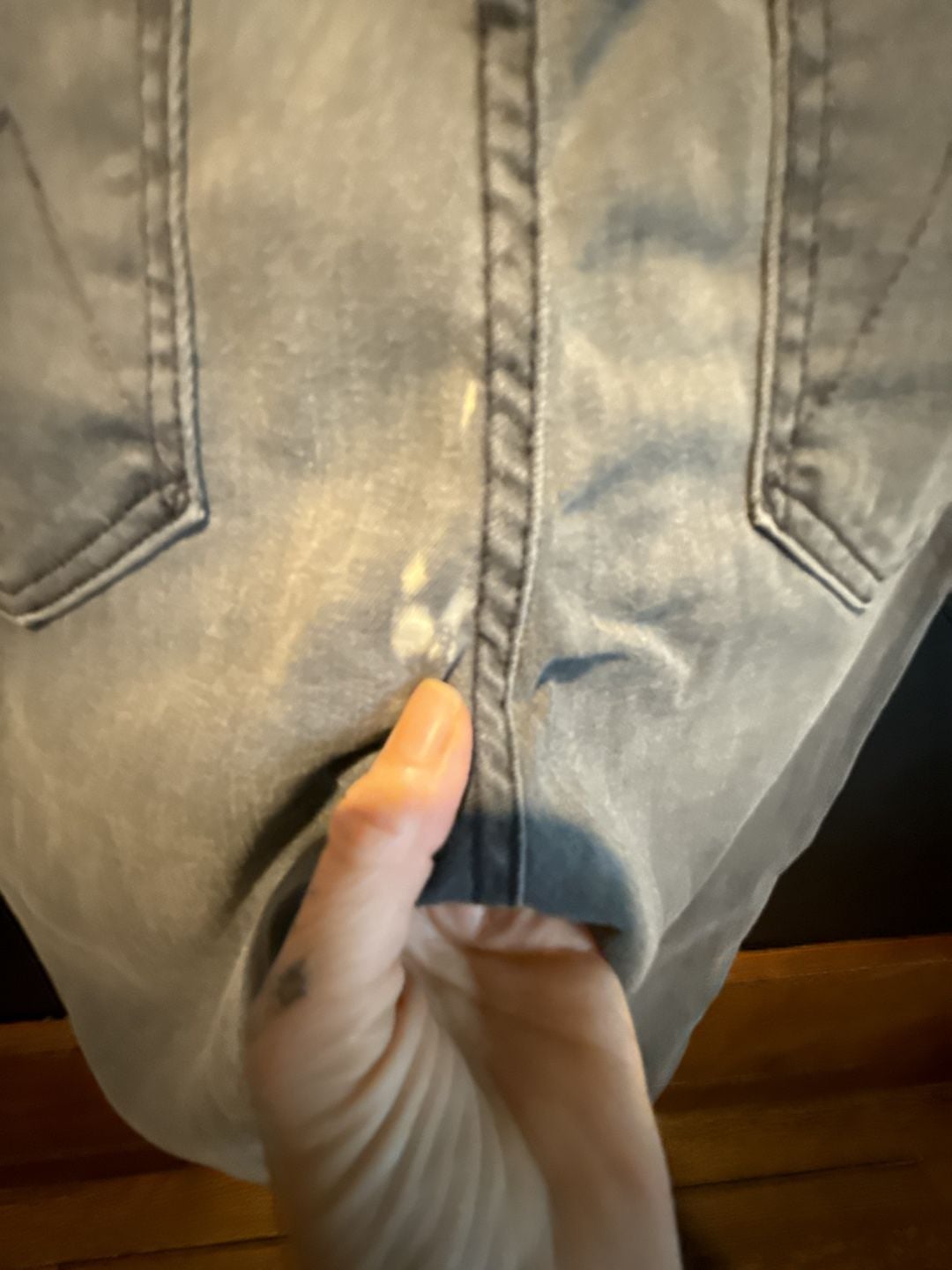 MOTHER Skinny Jeans Gray Distressed Lace Hem 9