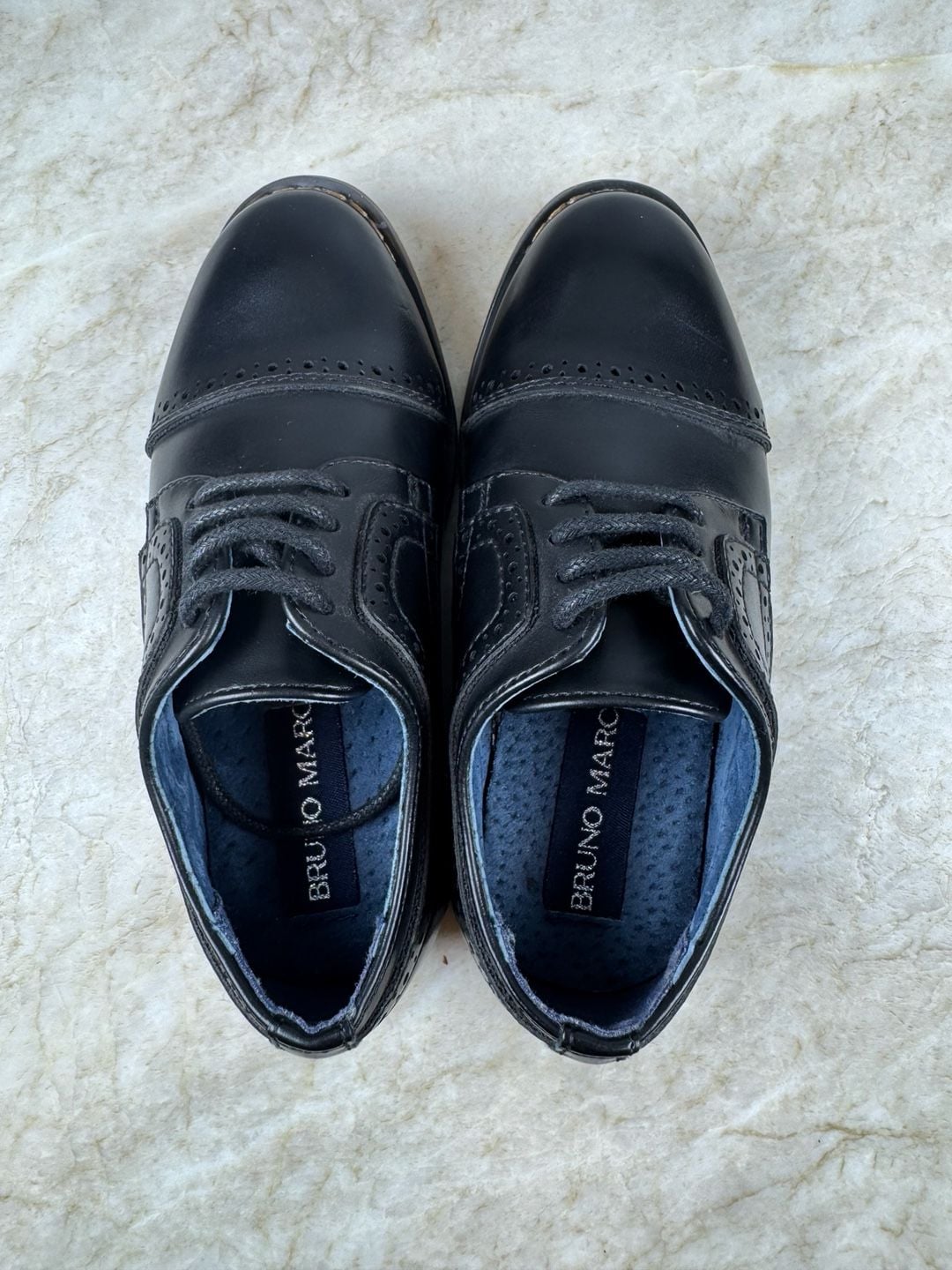 Bruno Marc Prince-K1 Boys Black Cap Toe Oxford Dress Shoes Toddler Size 9 13