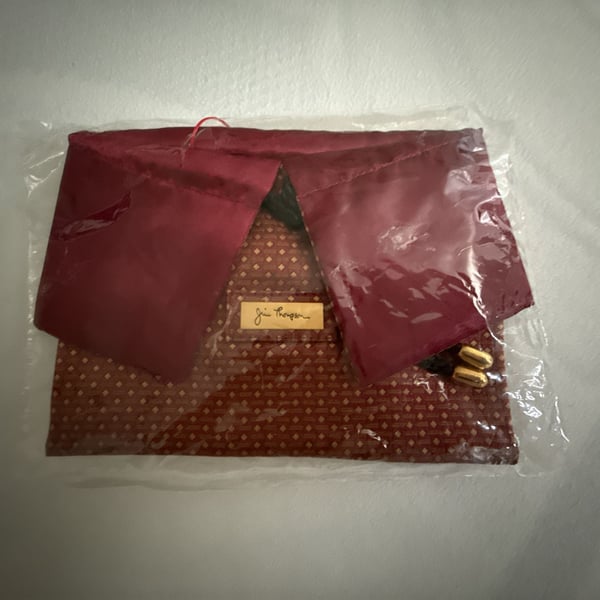 Jim Thompson Silk Pouch Red Geometric Pattern New