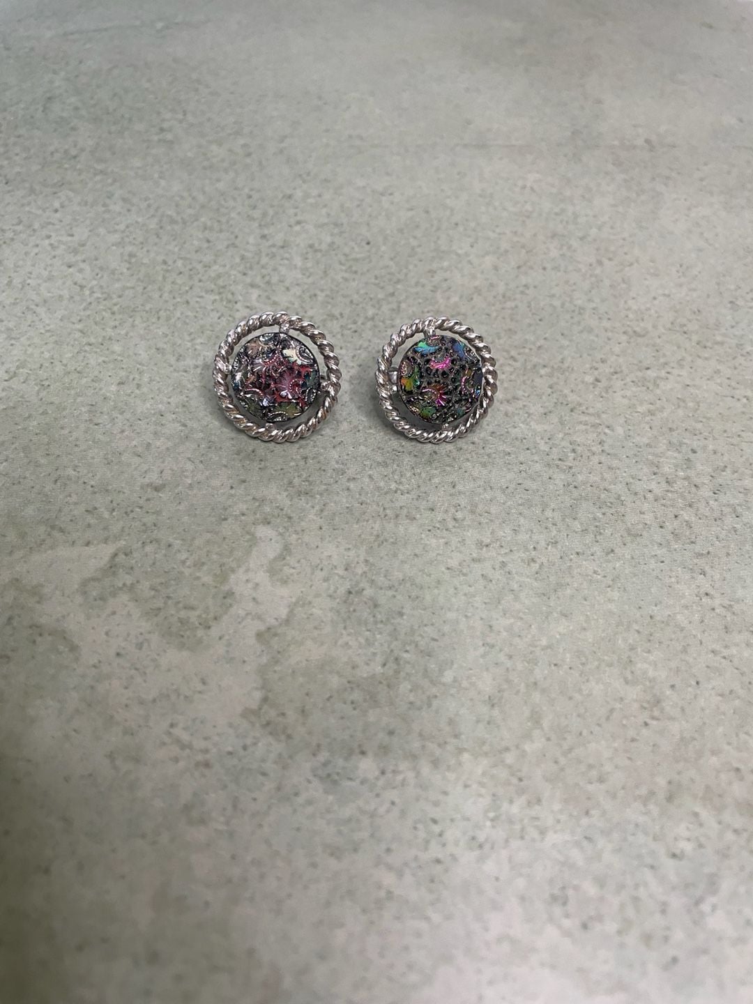 Sarah Coventry Northern Lights Clip Earrings Iridescent Glass 3