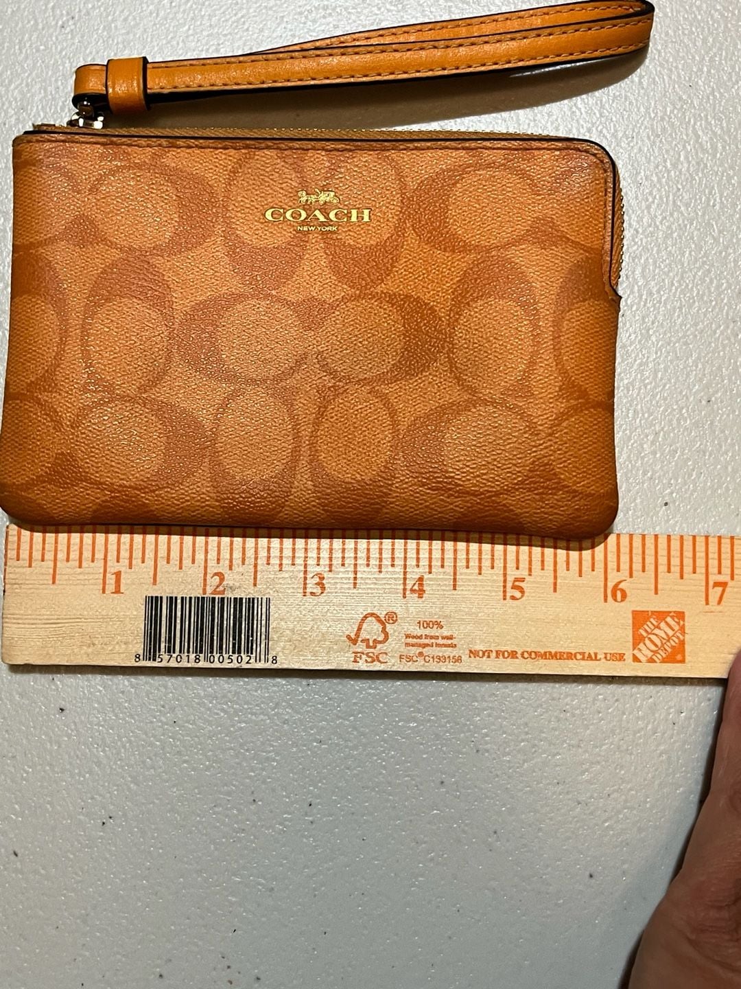 Coach Corner Zip Wristlet Signature Canvas Bright Mandarin 003-141 4