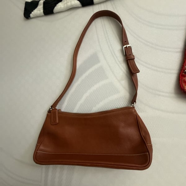 Coach Hamptons Demi Brown Leather Shoulder Bag 7785