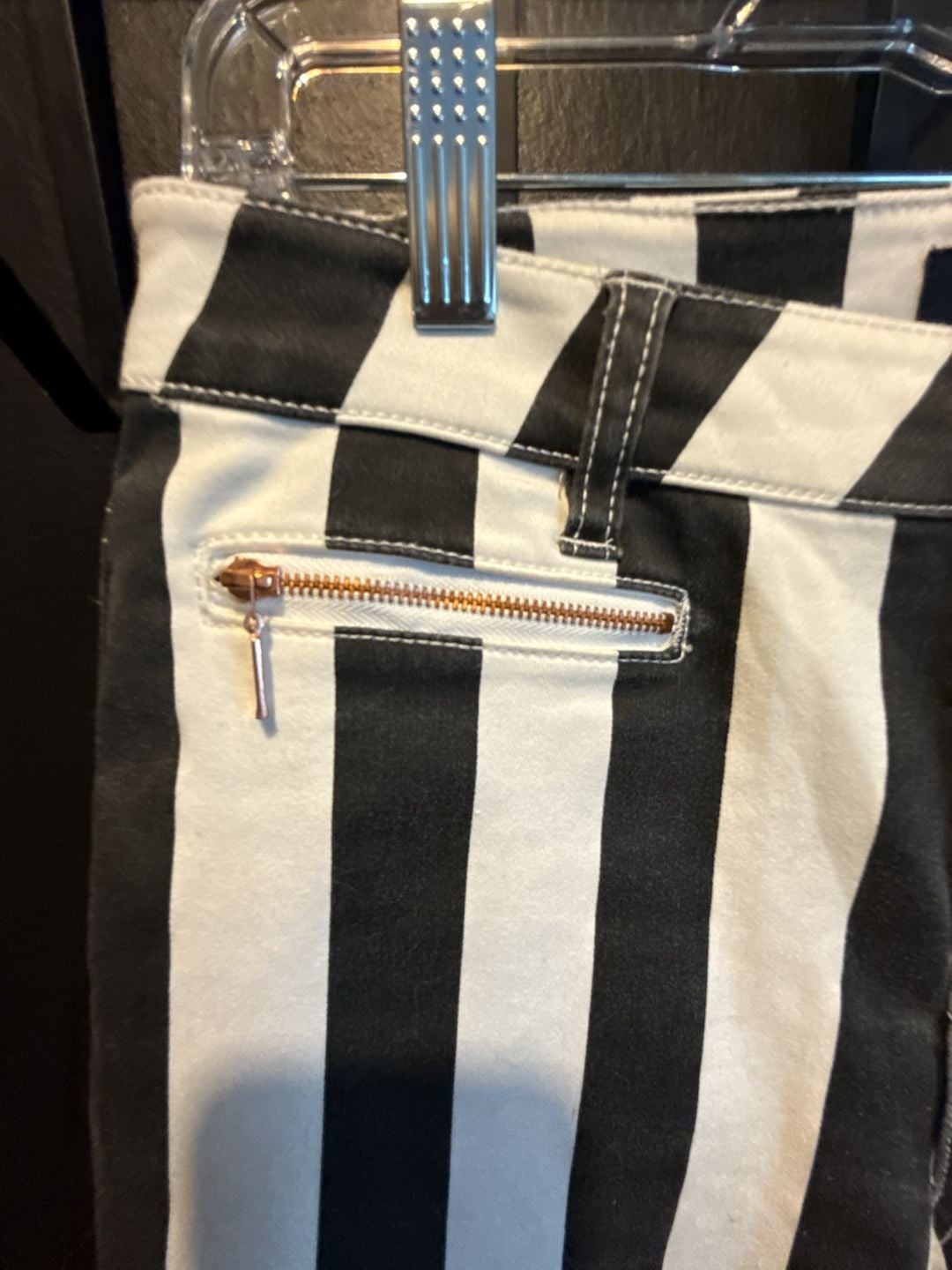 Tinsel Striped Denim Pants Black White 3