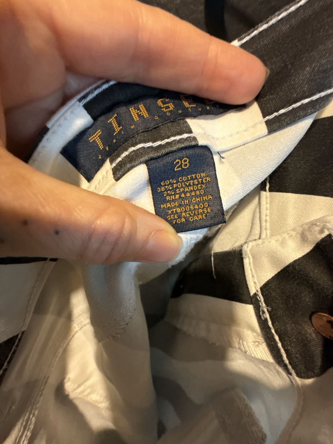 Tinsel Striped Denim Pants Black White 8