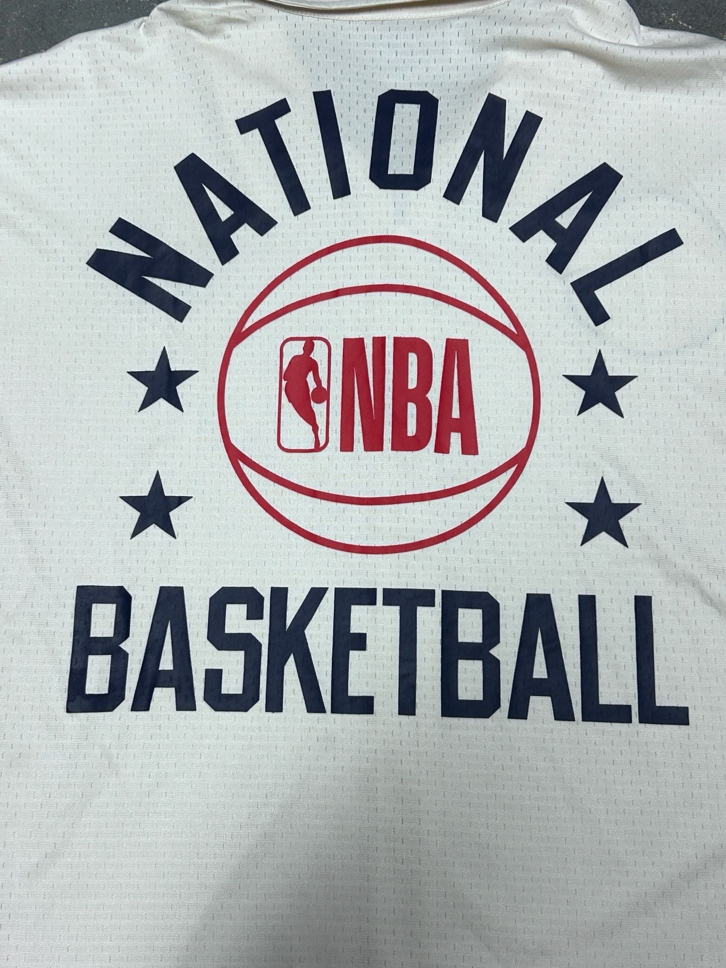 NBA Full Zip Shirt Size XL Off White Mesh Polo 10