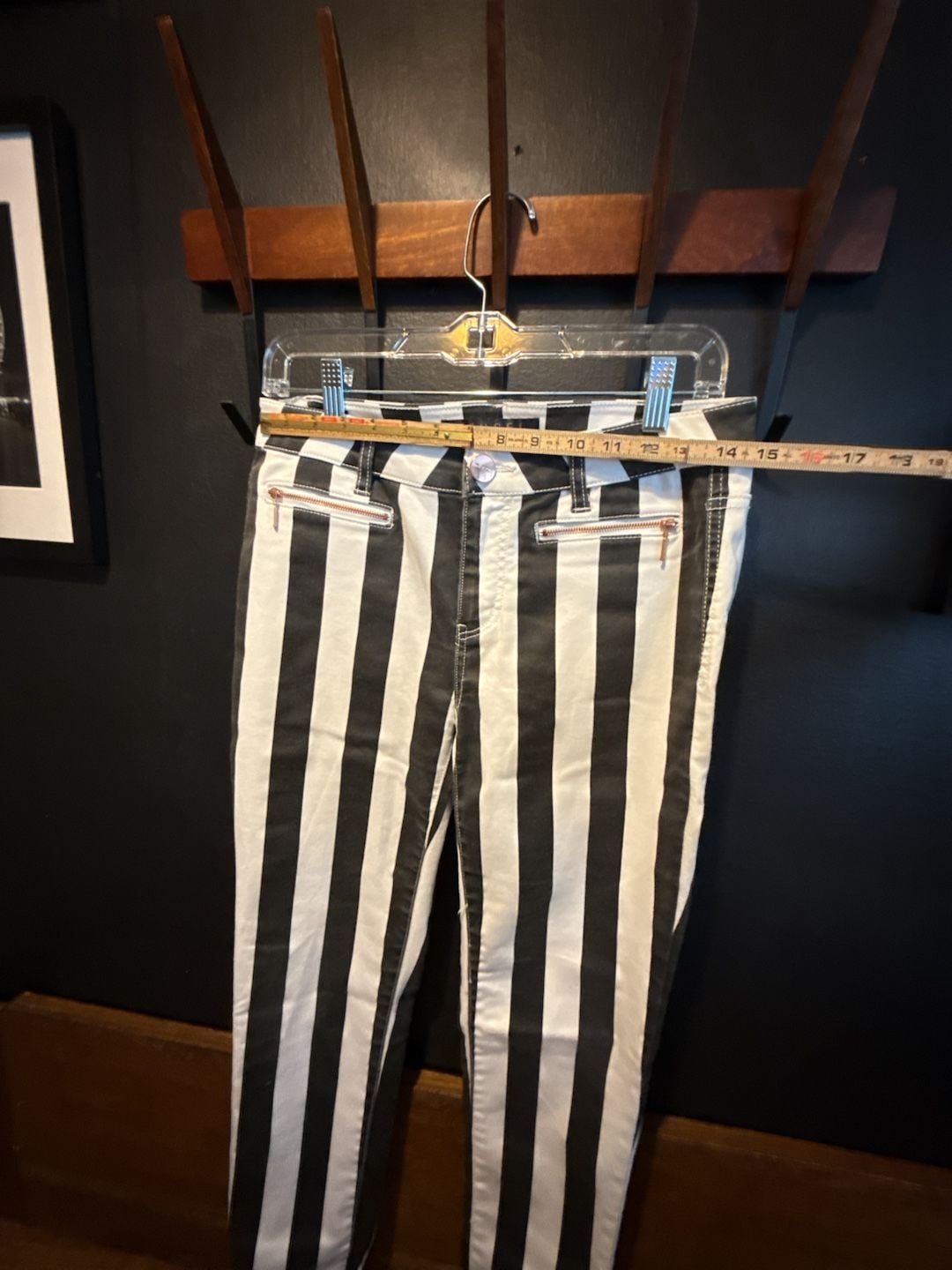 Tinsel Striped Denim Pants Black White 9