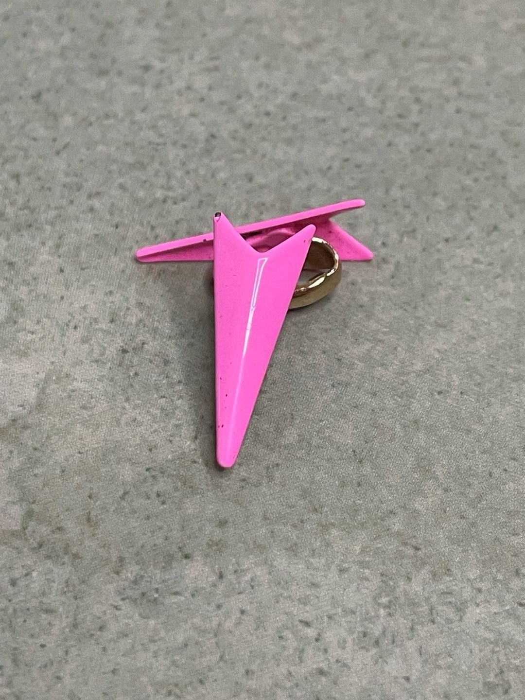 Vintage Triangle Enamel Clip-On Earrings 1980s Geometric Pink Gold-Tone 6
