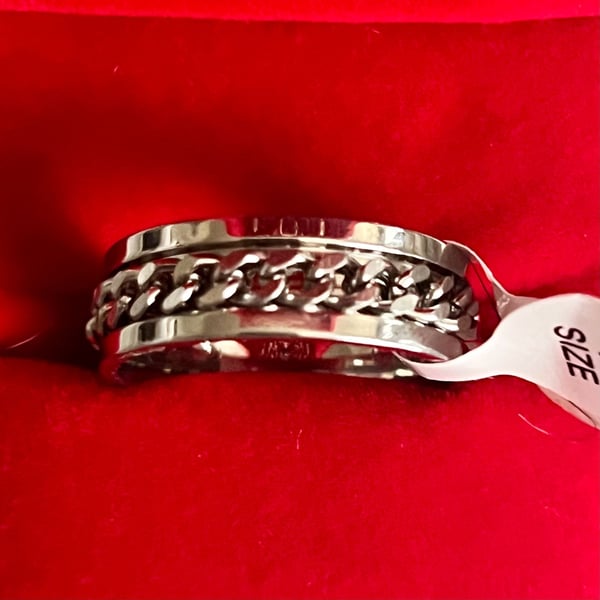 Spinner Ring Size 11 Stainless Steel Chain Link 6mm Band