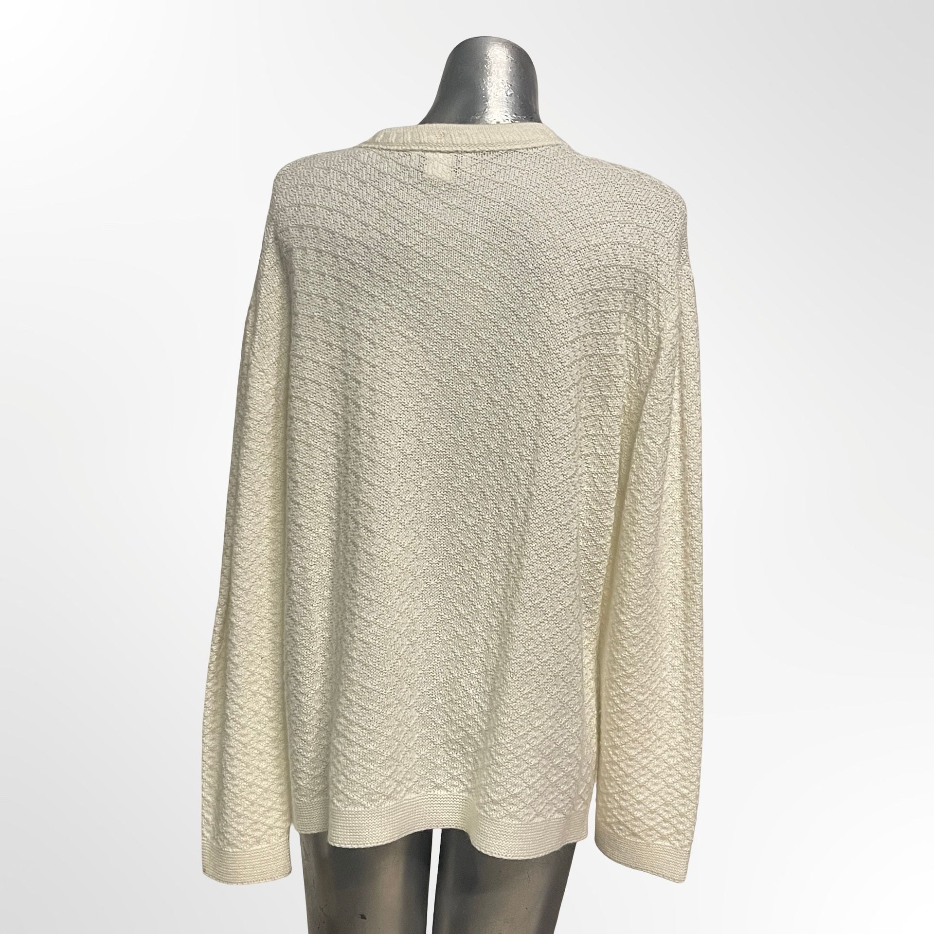 Hygrade Cardigan Size L White Cable Knit Button Front 5