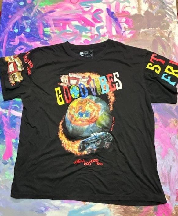2Monkeys Good Vibes T-Shirt Size 3XL Black Graphic Monster Truck 2