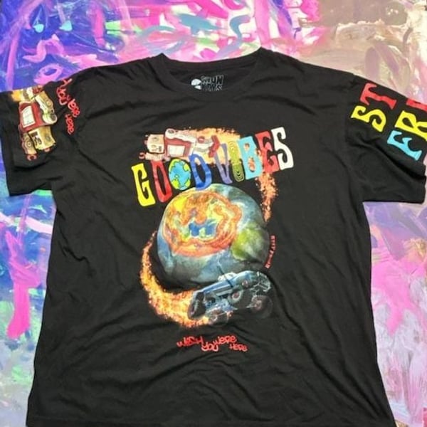 2Monkeys Good Vibes T-Shirt Size 3XL Black Graphic Monster Truck
