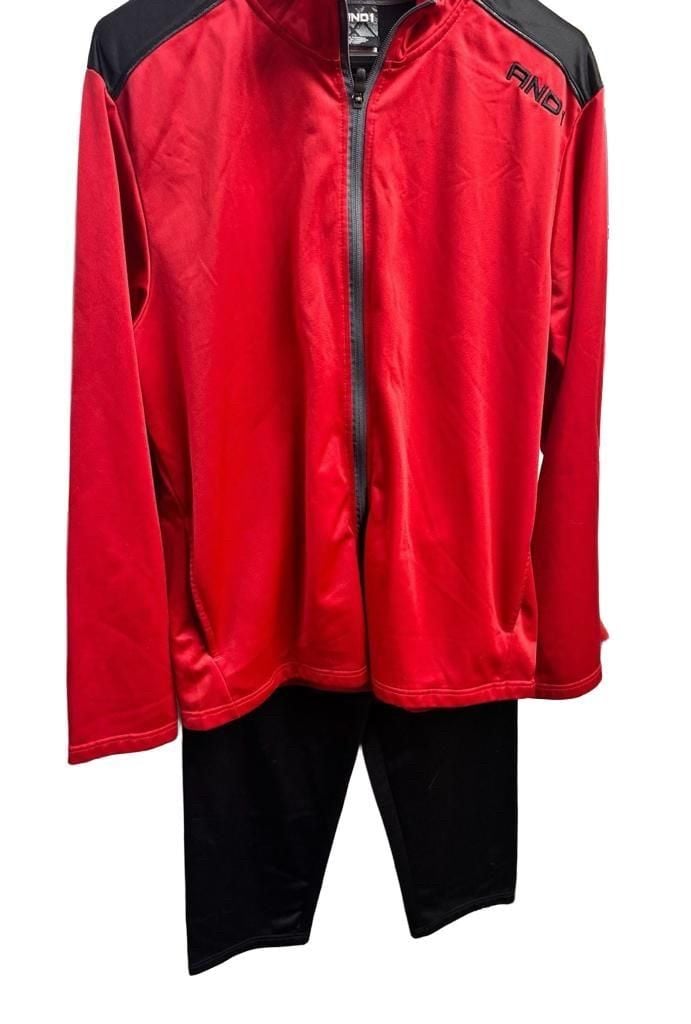 And1 Track Suit Set Red Black Zip Jacket Matching Pants 1