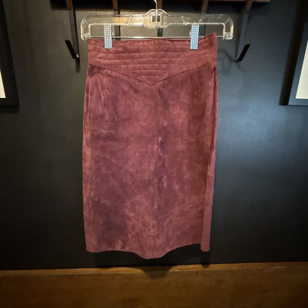 Vintage Maroon Suede Pencil Skirt