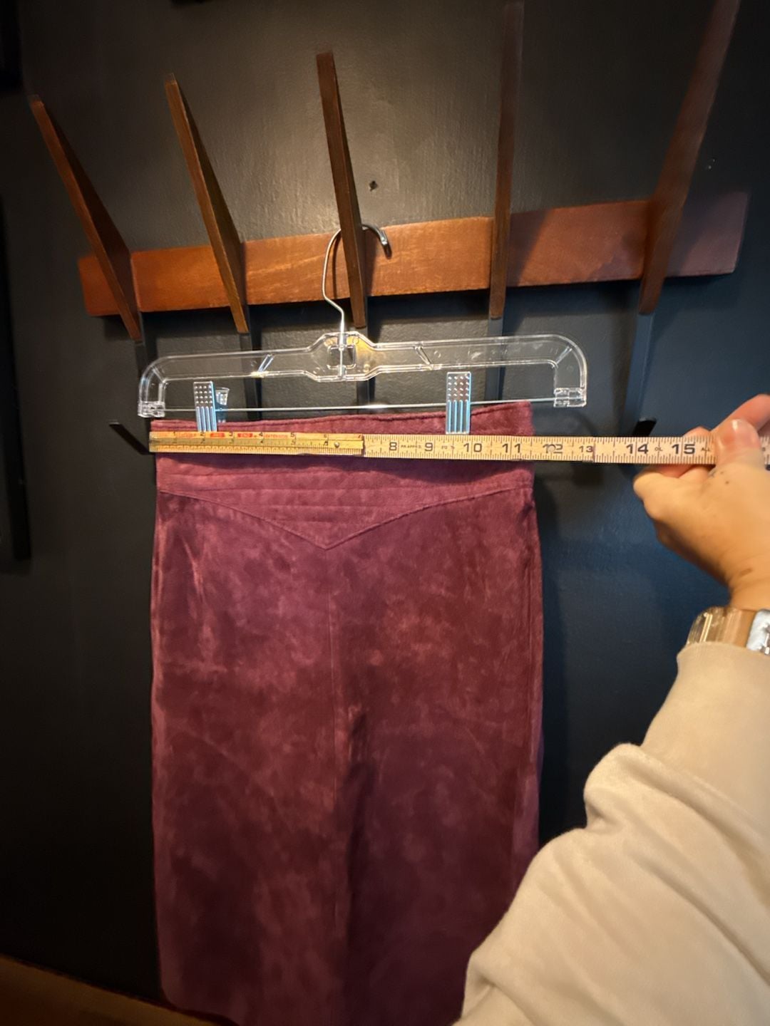 Vintage Maroon Suede Pencil Skirt 7