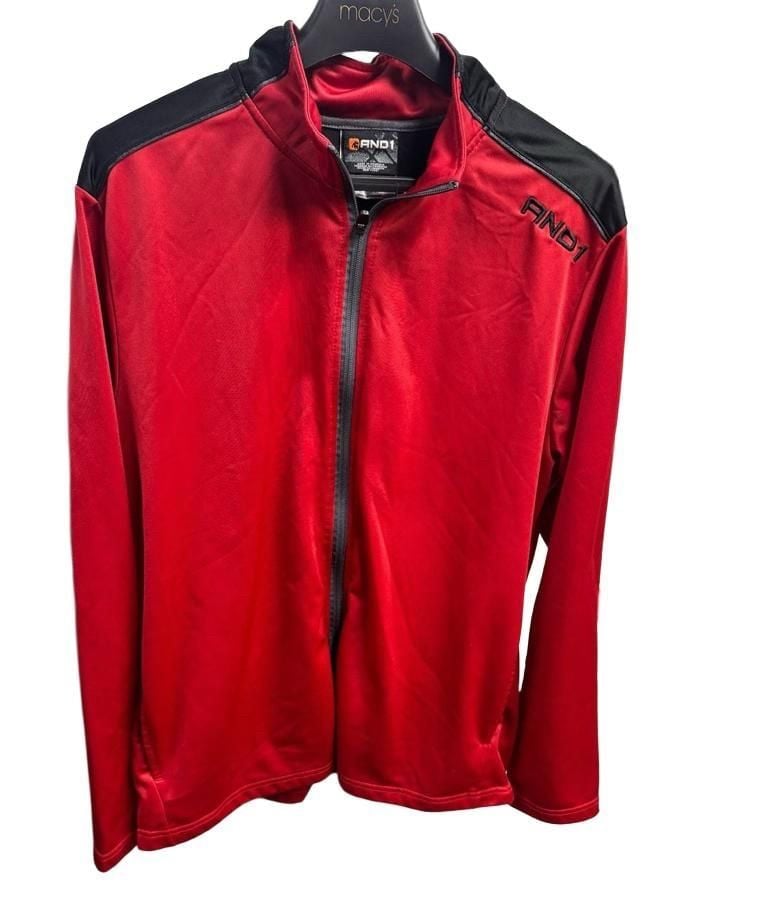 And1 Track Suit Set Red Black Zip Jacket Matching Pants 2