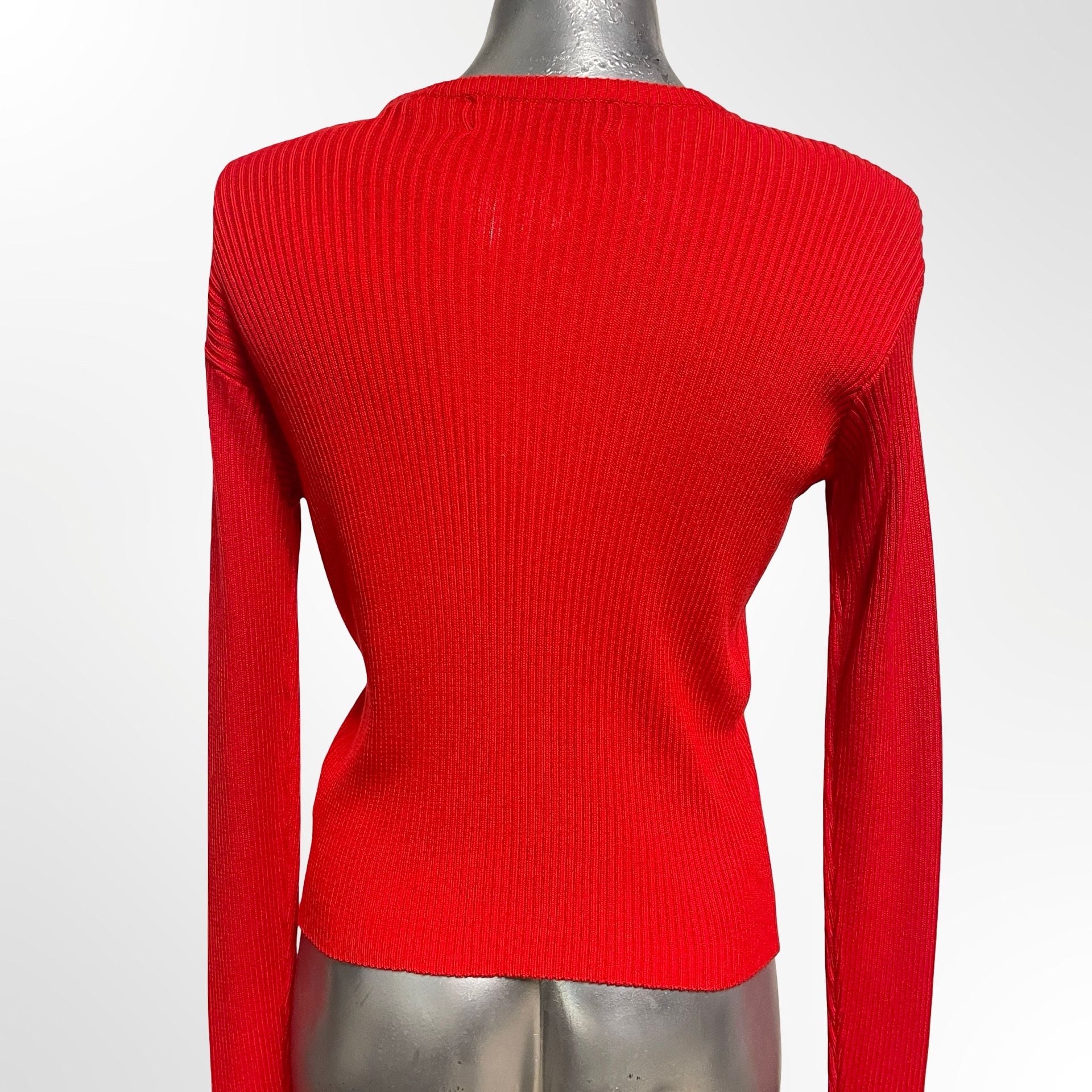 American Eagle Outfitters Cardigan Sweater Size M Red Ribbed V-Neck 5