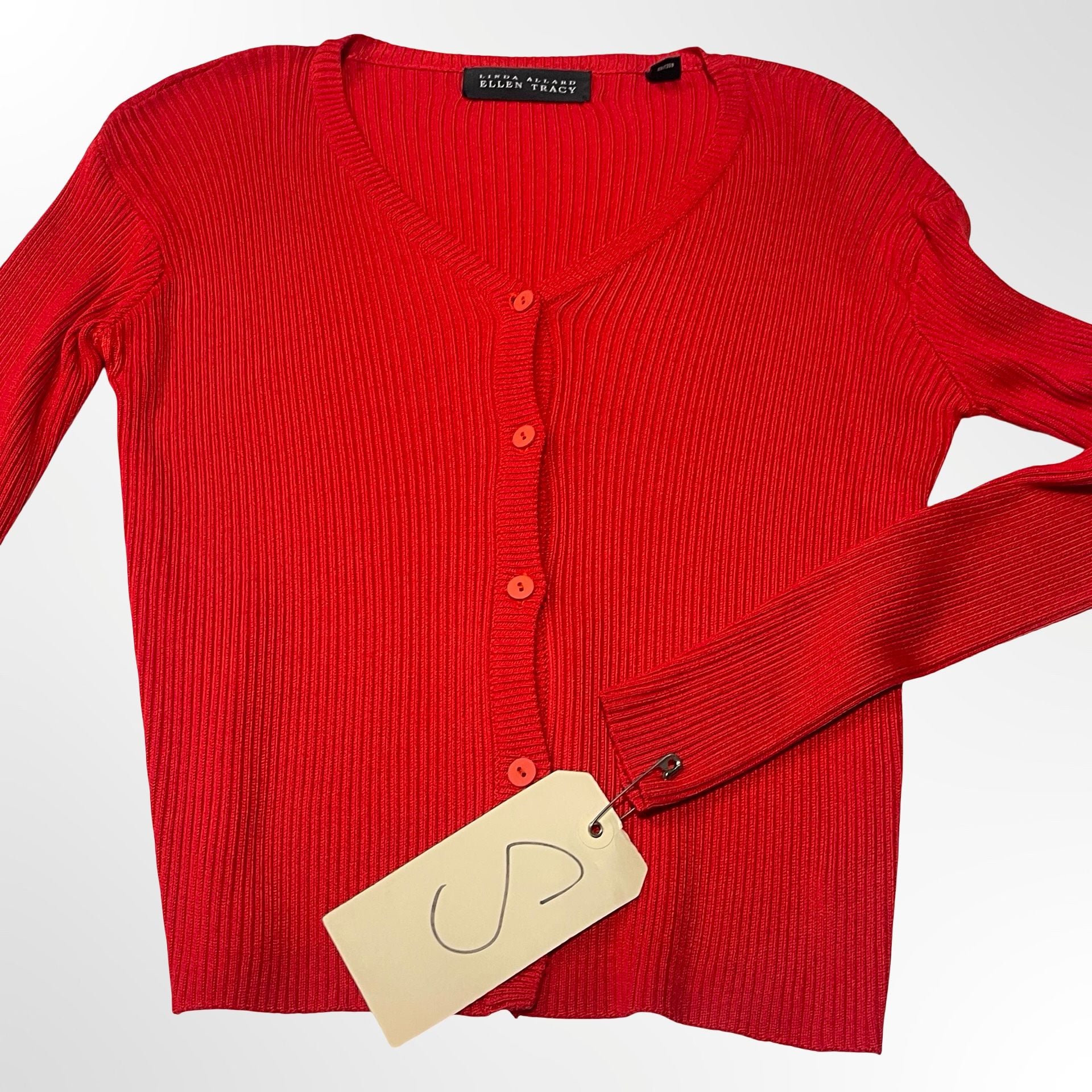 American Eagle Outfitters Cardigan Sweater Size M Red Ribbed V-Neck 6