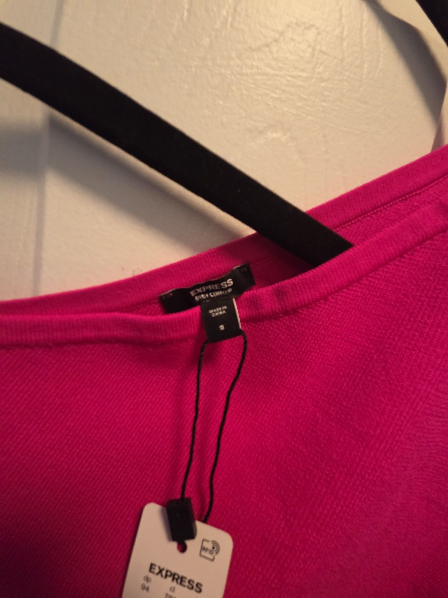 Express One-Shoulder Dress Size S Hot Pink Long Sleeve Mini 4