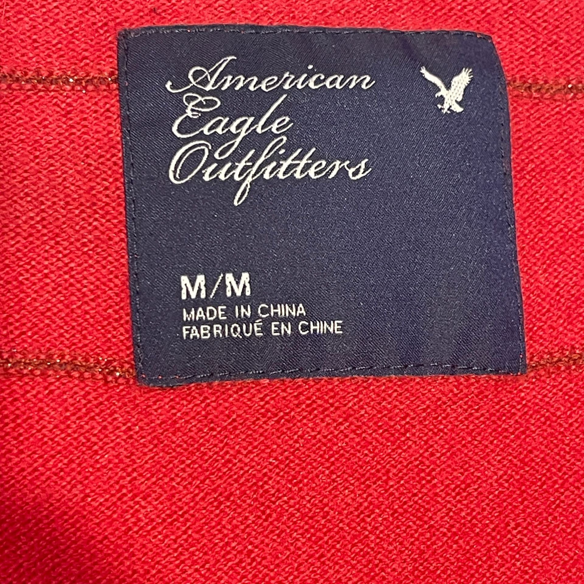 American Eagle Outfitters Cardigan Sweater Size M Red Ribbed V-Neck 7