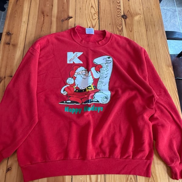Vintage Kmart Santa Happy Holidays Christmas Sweatshirt Red
