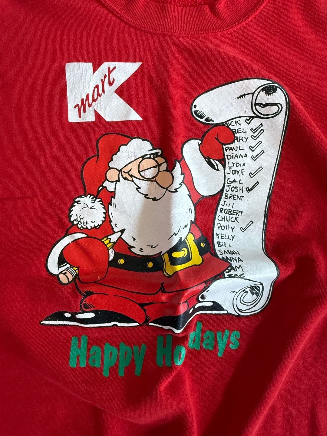 Vintage Kmart Santa Happy Holidays Christmas Sweatshirt Red 4