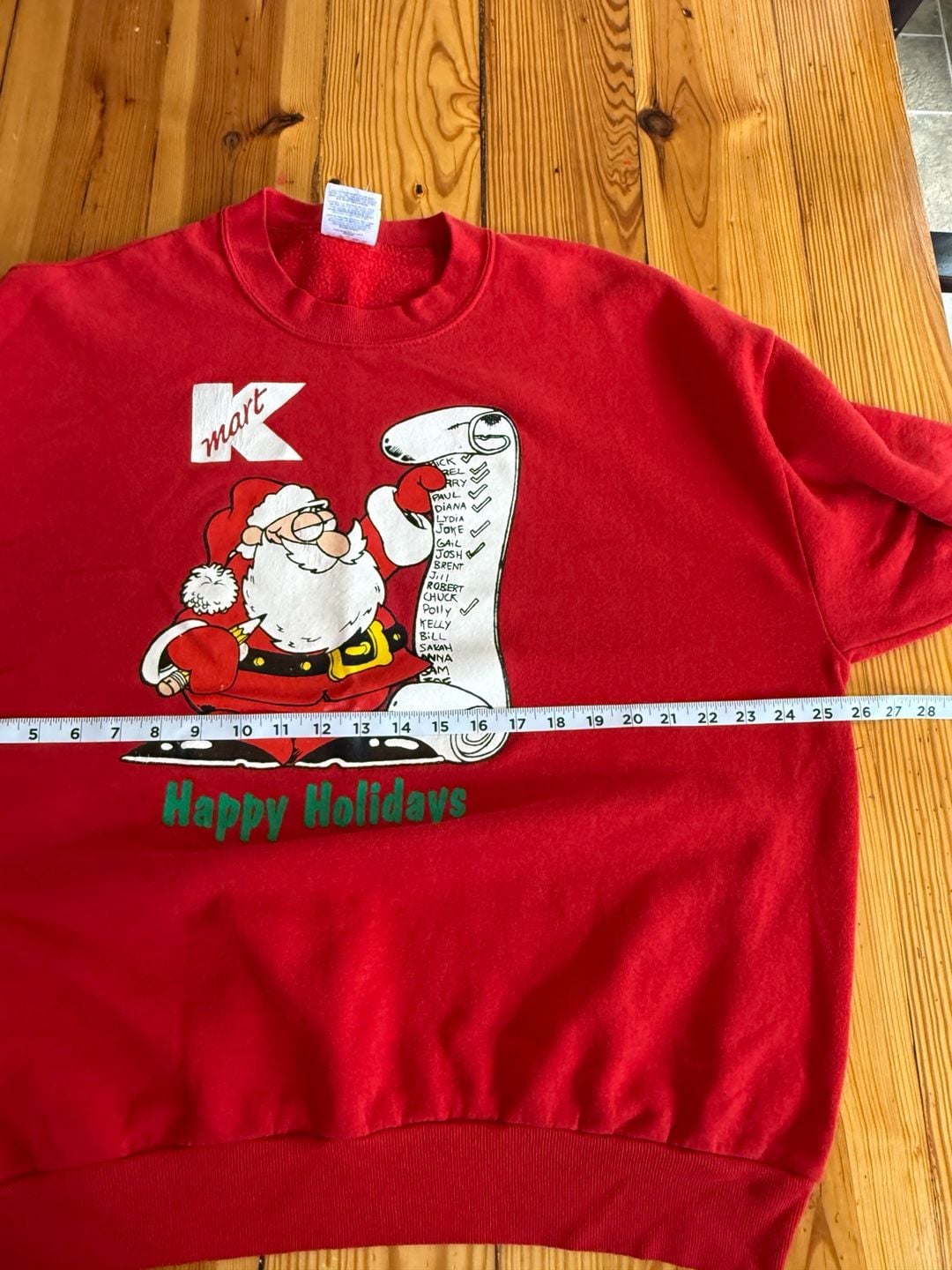 Vintage Kmart Santa Happy Holidays Christmas Sweatshirt Red 7