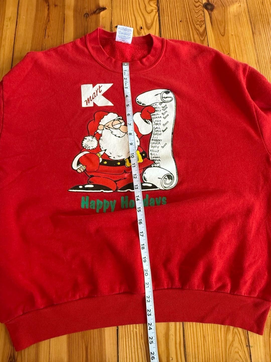 Vintage Kmart Santa Happy Holidays Christmas Sweatshirt Red 8