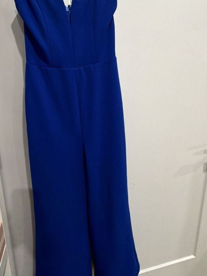 Lulus Wide Leg Jumpsuit Size XS Royal Blue Spaghetti Strap V-Notch 1