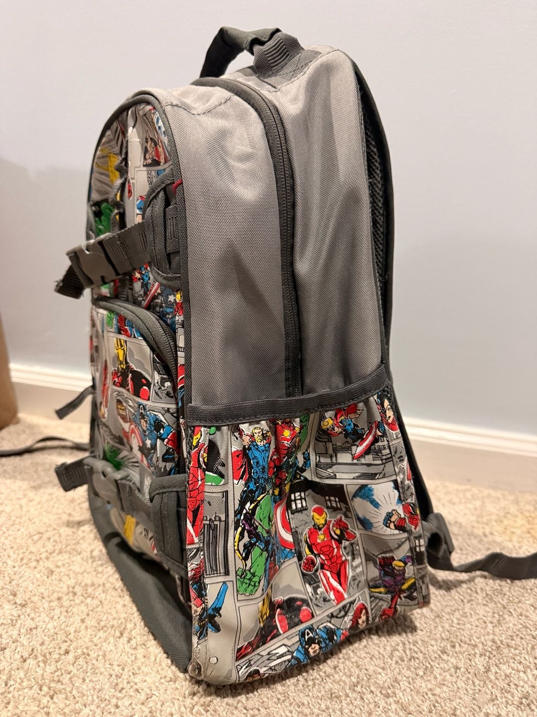 Pottery Barn Kids Marvel Avengers Comic Book Backpack Gray 2