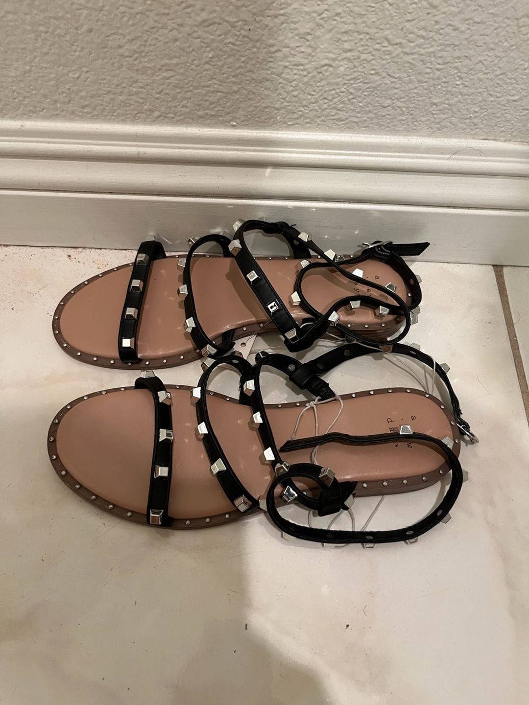A New Day Women’s Size 6.5 Black Studded Strappy Gladiator Sandals 7