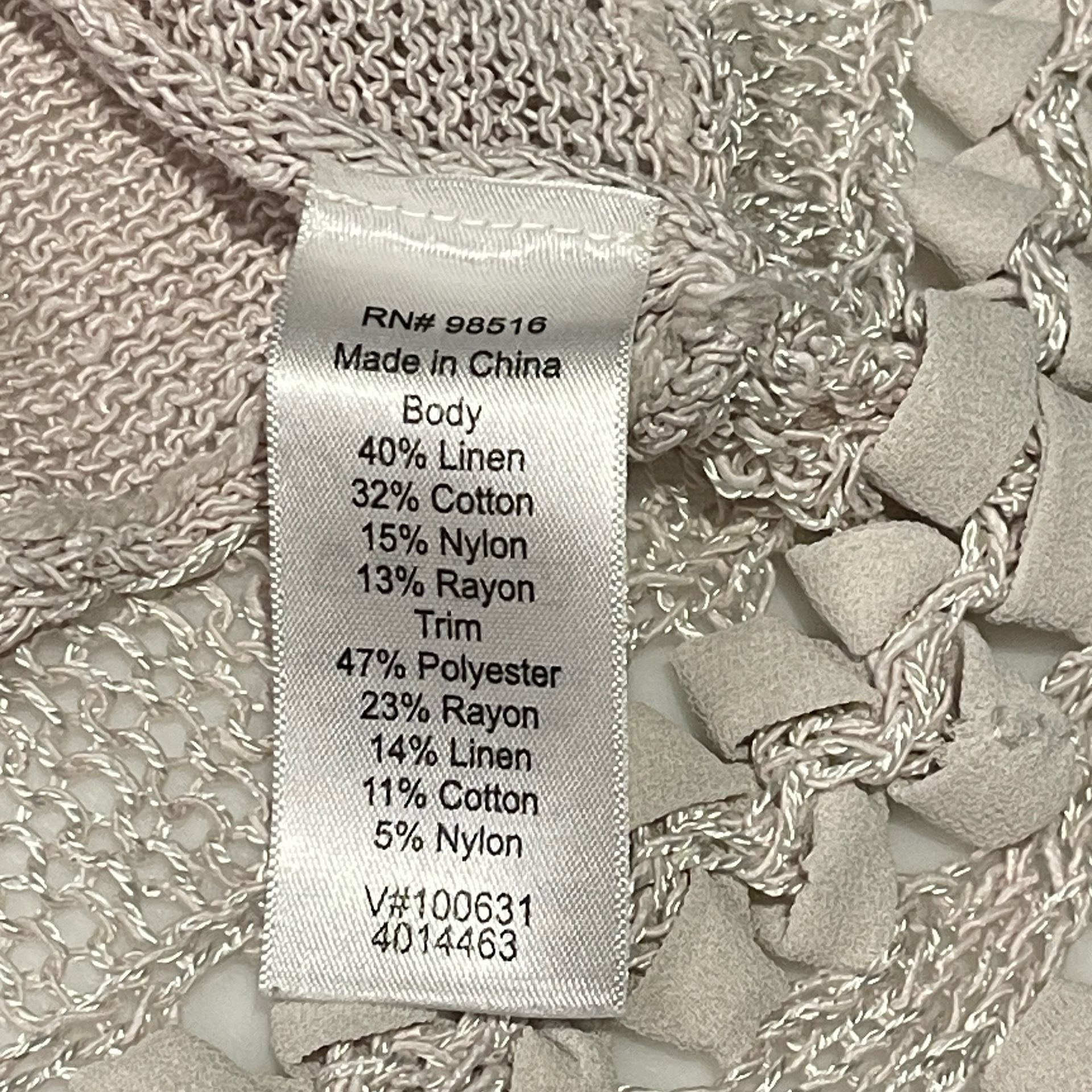Coldwater Creek Cardigan Size S Beige Open Front Ribbon Trim 10
