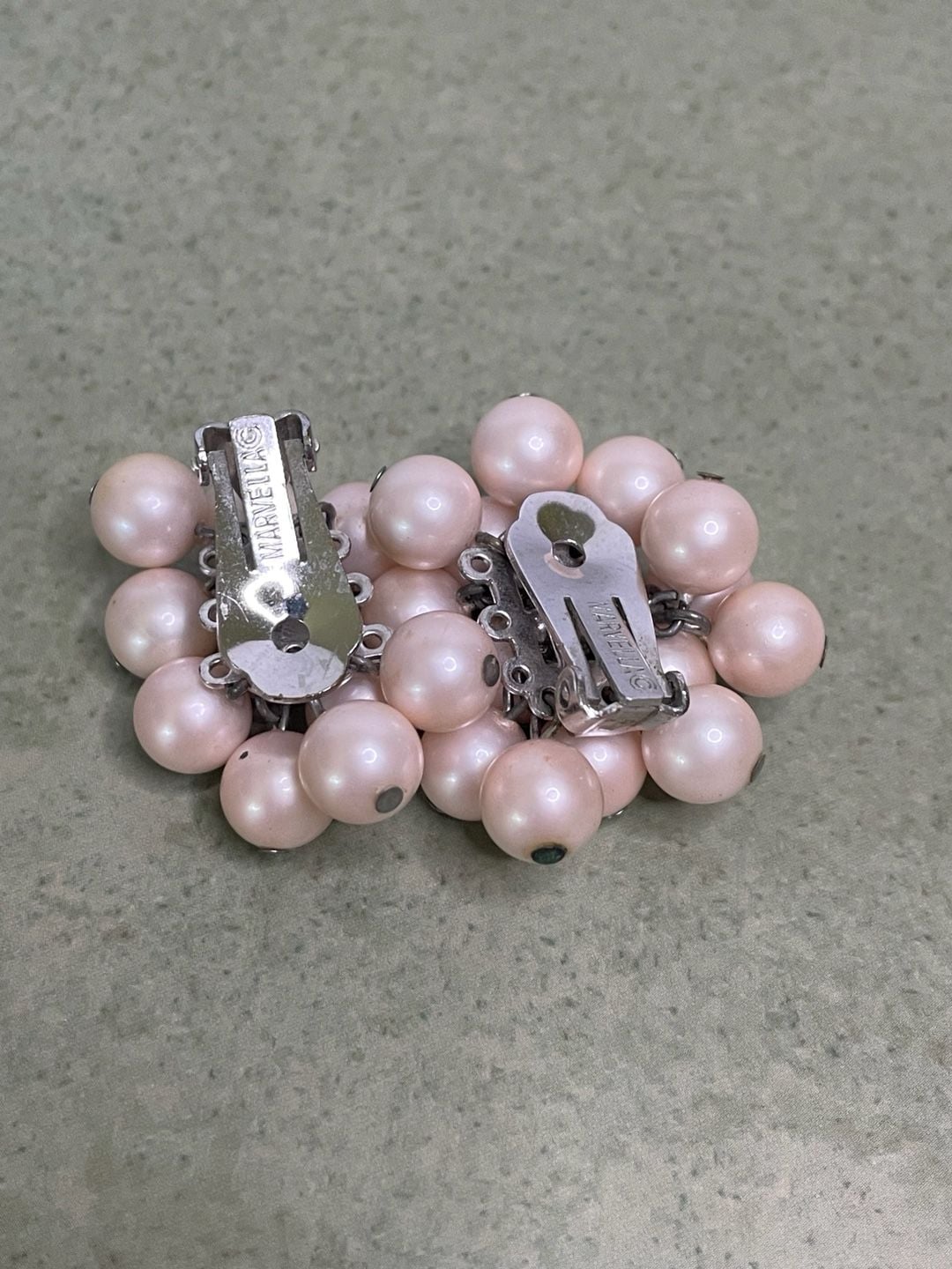 Marvella Vintage Pink Faux Pearl Cluster Clip-on Earrings 2