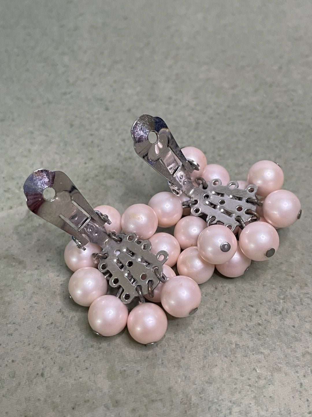 Marvella Vintage Pink Faux Pearl Cluster Clip-on Earrings 3