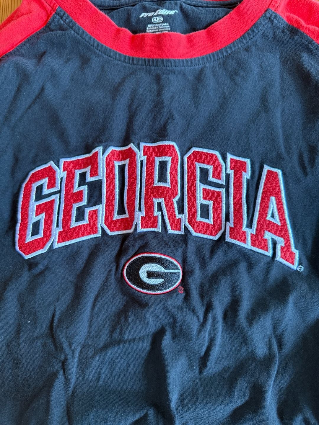 Pro Edge Georgia Bulldogs Long Sleeve T-Shirt Size XL Black Red 4