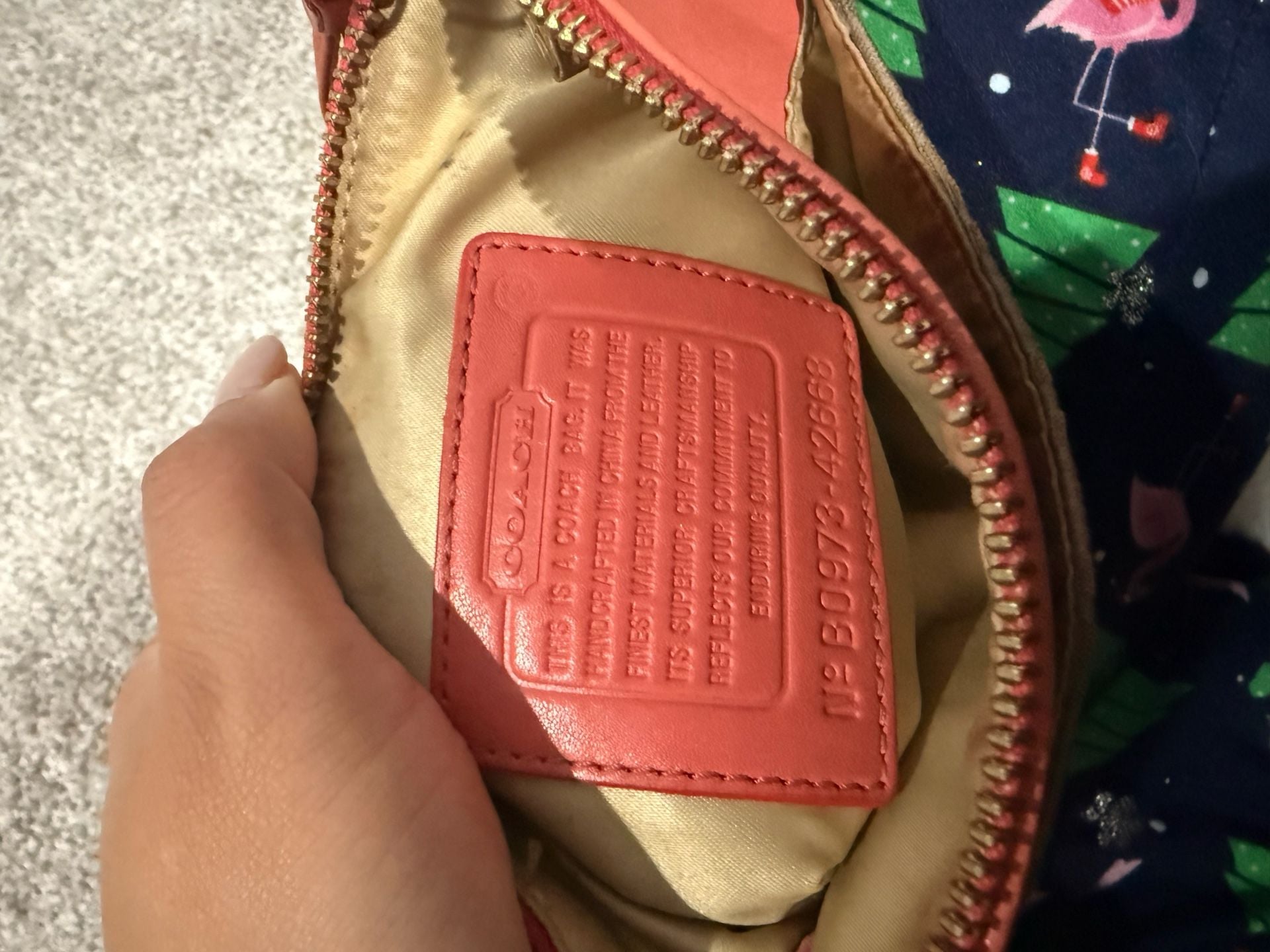 Coach Signature C Crossbody Bag Coral Brown Canvas Leather 5