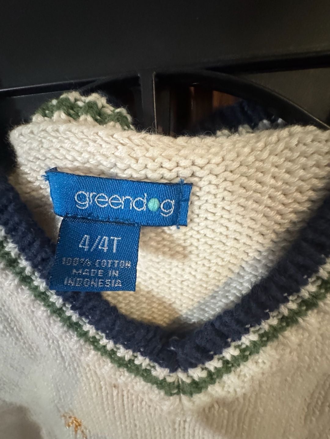 greendog Sweater Vest Size 4/4T Cream Christmas Tree 4