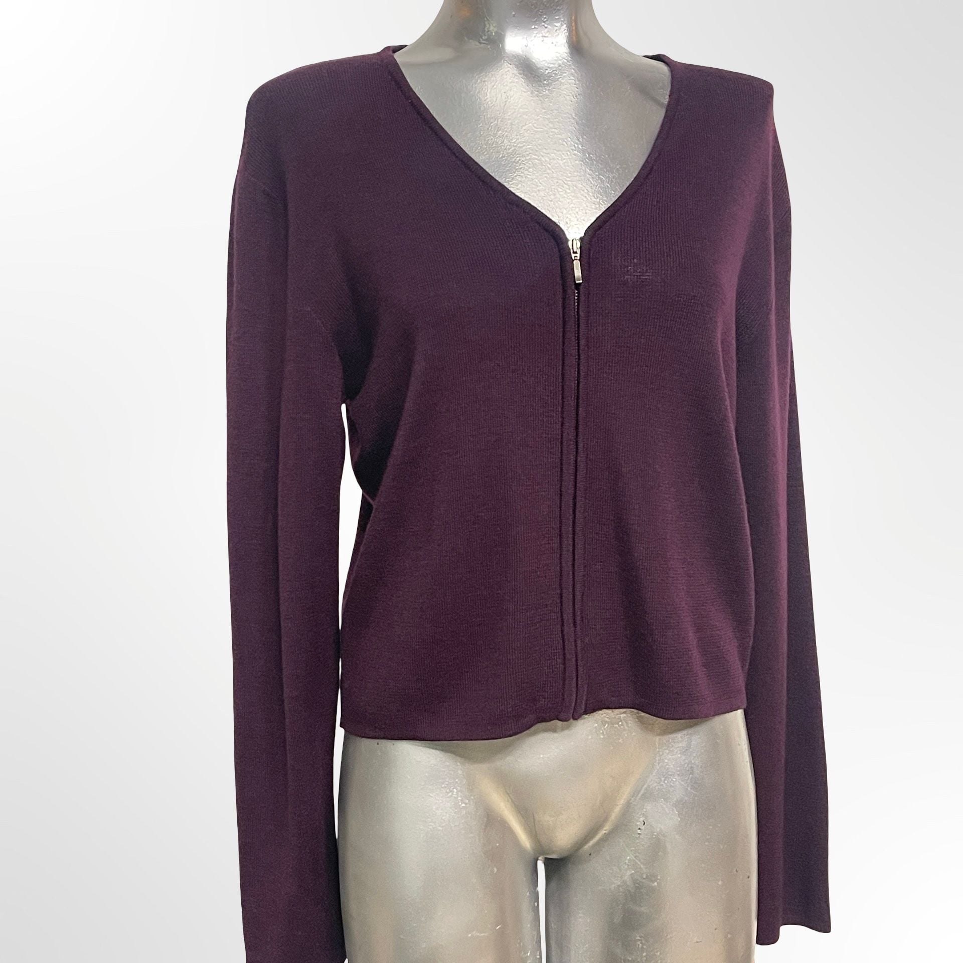 Preview Collection Full Zip Cardigan Size M Purple Acrylic Wool Sweater 3