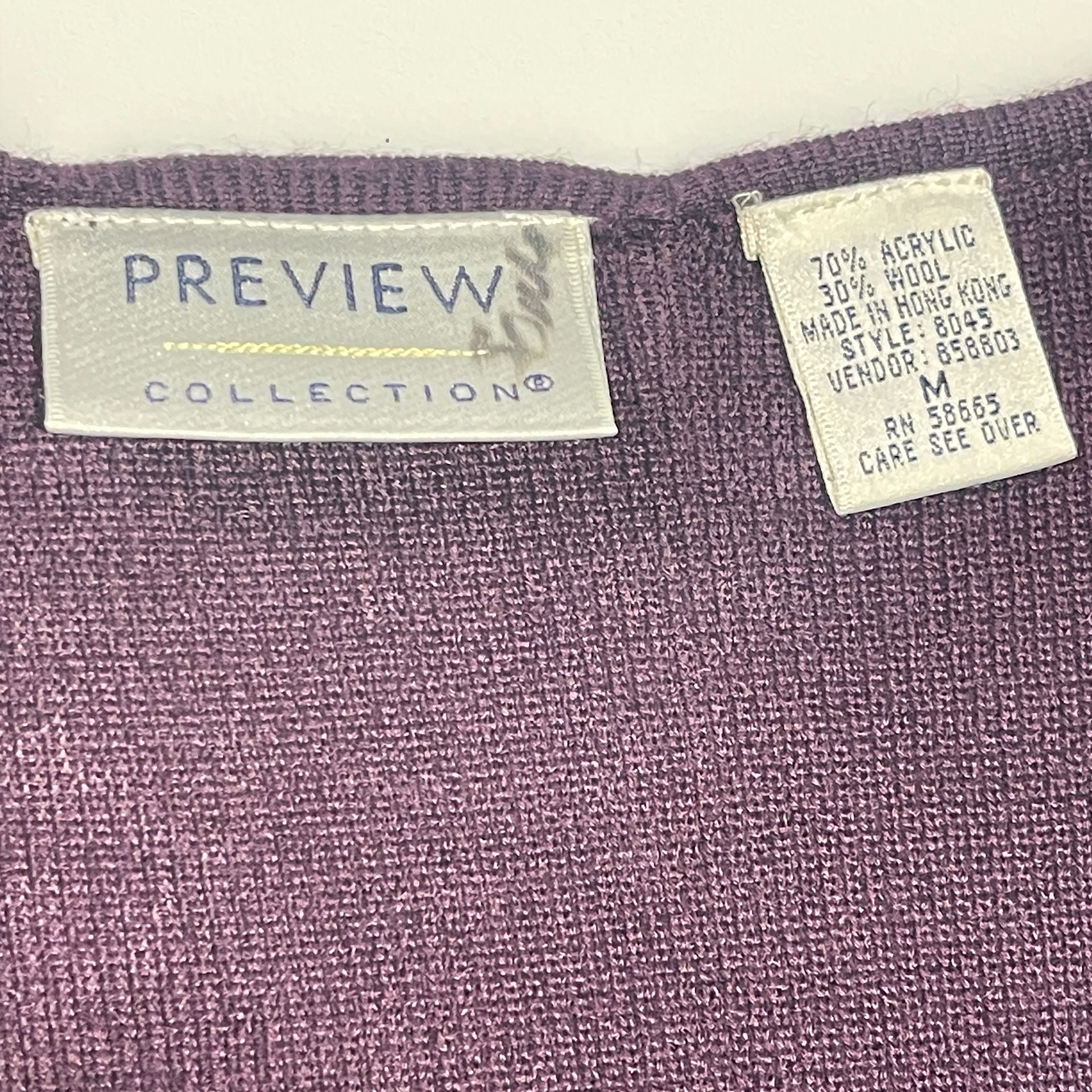 Preview Collection Full Zip Cardigan Size M Purple Acrylic Wool Sweater 7